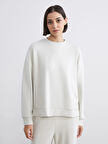LCW Vision Gri Bisiklet Yaka Oversize Kadın Sweatshirt