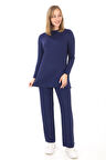 Viskon Tunik ve Pantolon Takım-Lacivert