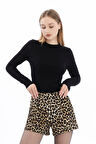 Leopar Desenli Şort-Leopar