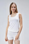 Extra Yumuşak Viskon Şort & Atlet Takım -Ekru