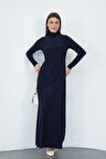 Dora Kadın Maxi Boy Balıkçı Yaka Sandy Elbise-Lacivert