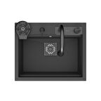 Real Stone Angel Granit Akıllı Eviye Seti Antrasit 60x49 cm