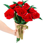 11'li Kumaş Kırmızı Gül Buketi