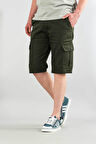 Erkek Gabardin Bermuda Kanvas Likralı Kargo Cepli Şort