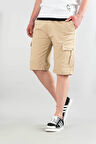 Erkek Gabardin Bermuda Kanvas Likralı Kargo Cepli Şort