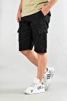 Erkek Gabardin Bermuda Kanvas Likralı Kargo Cepli Şort
