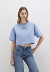 Mavi Logo Baskılı Mavi Crop Tişört 1613411-70831