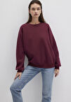 Bisiklet Yaka Bordo Basic Sweatshirt 1610198-70415