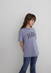 Mavi Logo Baskılı Mor Tişört 7610385-88095