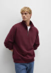Yarı Fermuarlı Bordo Sweatshirt 0S10419-70394
