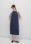Lacivert Midi Elbise 1310770-70487