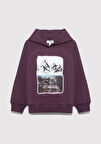 Baskılı Mor Sweatshirt 7S10154-70635