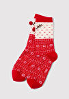 Yılbaşı Temalı Kırmızı Soket Çorap 1913669-70056