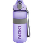 Noki Su Matarası Tritan Auto Kapak Soft Touch Silikon Bantlı Askılı 750 Ml Mor