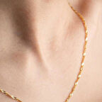 14 Ayar Altın Kalın Singapur Zincir Kolye