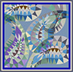 Belli Tivil İpek Eşarp 4046-54 Mavi Karışık Desen 