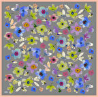 Belli Tivil İpek Eşarp 4033-33 Gri Karışık Desen 