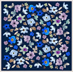 Belli Tivil İpek Eşarp 4033-36 Lacivert Karışık Desen 