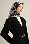 Armine Sura İpek Eşarp 9320-32 Siyah Karışık Desen 