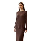 Asimetrik Kesim Çizgi Detaylı Etekli Takım 25YTD6119