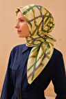 Belli Tivil Saf İpek Eşarp 4200 - 02 Sarı Zincir Desen