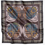 Ekose Kemer Desen İpek Twill Eşarp 4206D01