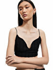 Slim Fit Kolsuz Kalp Yaka Crop İp Askılı Büstiyer