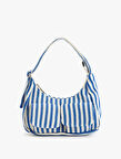 Cep Detaylı Fermuarlı Çizgili Ayarlanabilir Askılı Omuz Çantası