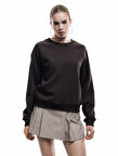Şardonlu Uzun Kollu Bisiklet Yaka Basic Oversize Sweatshirt