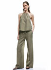 Koton x Sima Tarkan Haki Kadın Straight Pantolon 5SAK40089EW