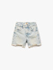 Pamuklu Bol Kalıp Saçaklı Paça Denim Şort