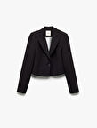 Kruvaze Yaka Uzun Kollu Crop Blazer Ceket