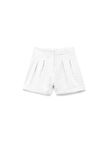 Pile Detaylı Beli Lastikli Dokulu Mini Şort