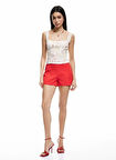 Koton x Sibil Çetinkaya Kırmızı Kadın Normal Kalıp Regular Fit Şort 5SAK40441PW