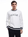 Uzun Kollu Çizgi Detaylı Bisiklet Yaka Lisanslı Yale Baskılı Sweatshirt
