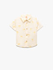 Palmiye Baskılı Kısa Kollu Pamuklu Gömlek