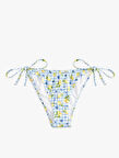 Bağlamalı Fırfırlı Limon Baskılı Pötikareli Bikini Altı