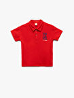 Pamuklu Kısa Kollu Polo Yaka Nakışlı Tişört