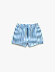 Beli Lastikli Bürümcük Kumaş Çizgili Şort