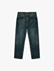 Normal Bel Pamuklu Vintage Straight Fit Jean Pantolon