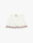 Koton X Melis Ağazat - Keten Karışımlı Kemerli Brodeli Mini Şort