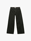 Normal Bel Cepli Düğmeli Pamuklu Rahat Kesim Geniş Paça Jean Pantolon - Loose Straight Fit Jeans