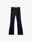 Normal Bel Dar Kalıp Cepli İspanyol Paça Jean Pantolon - Flare Jeans