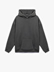 Şardonlu Uzun Kollu Kapüşonlu Oversize Sweatshirt