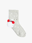 Yılbaşı Temalı Ponpon Detaylı Soket Çorap