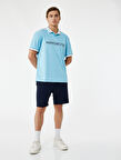 Rahat Kalıp Kısa Kollu Biyeli Polo Yaka Baskılı Spor Tişört