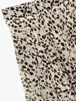 Standart Bel Leopar Desenli Pileli Midi Şifon Etek