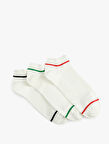 Çok Renkli Çizgili Pamuklu 3'lü Patik Çorap Seti