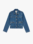 Uzun Kollu Düğmeli Klasik Yaka Denim Ceket