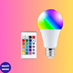 Mucit Home  Uzaktan Kumandalı Renk Değiştiren Ampul Rgb 9w Beyaz Dahil 16 Renkli